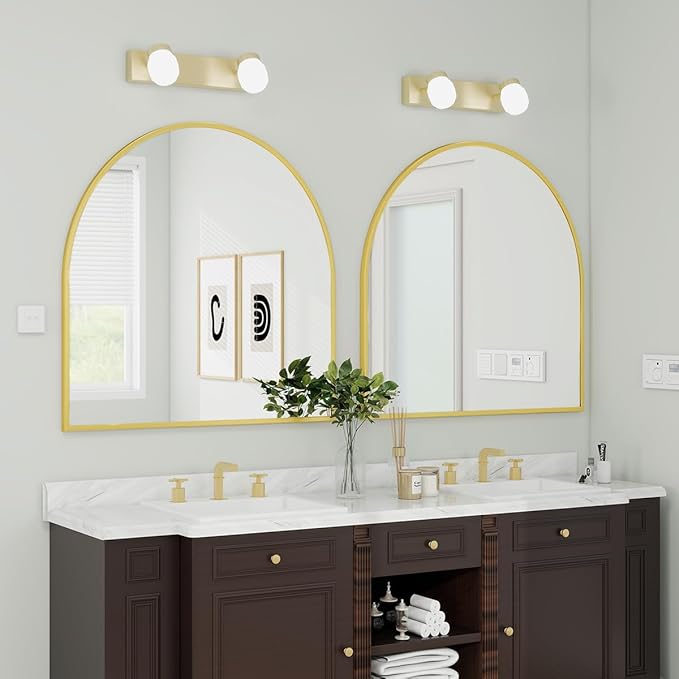 BEAUTYPEAK 31"x32" Arch Bathroom Mirror, Wall Mounted Vanity Metal Frame Mirror - Image 5