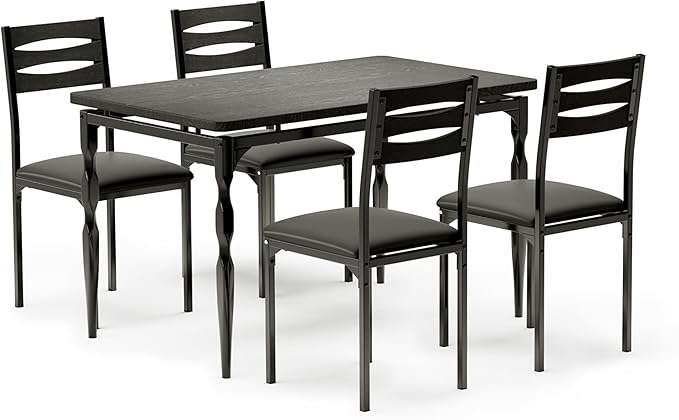 GarveeHome 5 Piece Dining Table Set, Industrial Style Dining Table and Chairs - Image 7