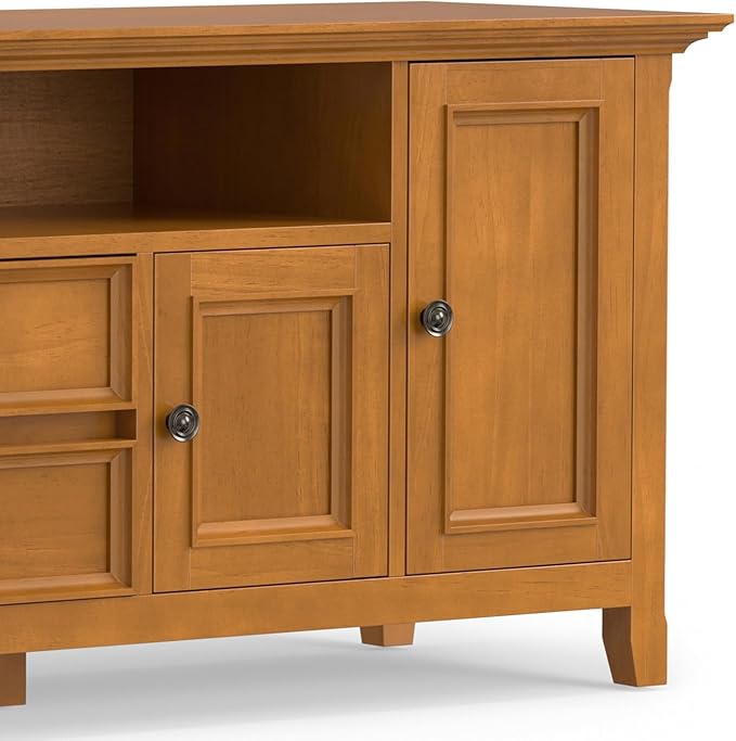 SIMPLIHOME Amherst 72-inch Wide Solid Wood TV Stand in Light Golden Brown - Image 12