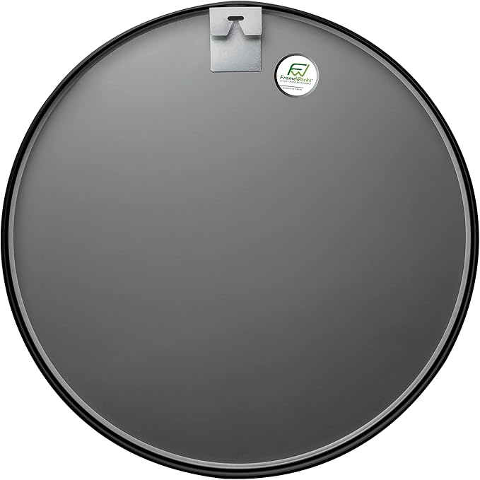 FrameWorks 24" Deluxe Contemporary Black Circular Aluminum Mirror - Image 2