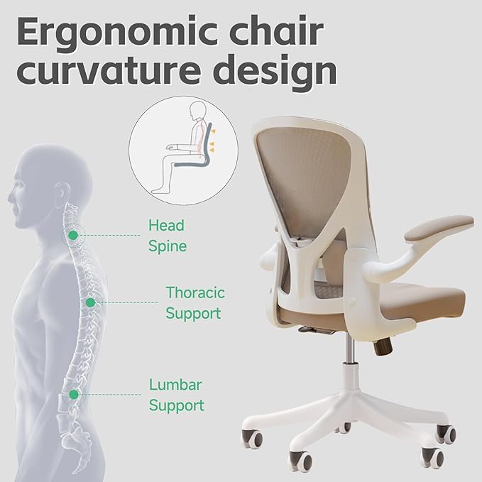 Ergonomic Office Chair with Adjustable Lumbar Support & Flip-Up Armrests - Image 4