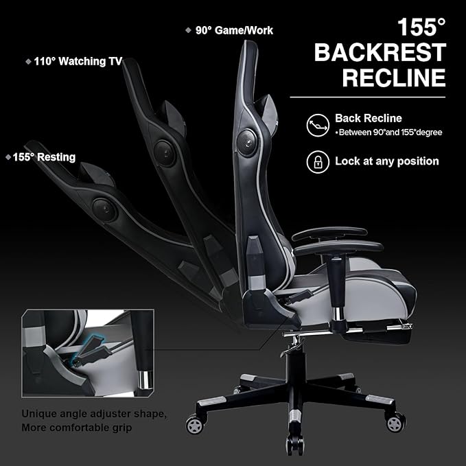 GTRACING Gaming Chair with Footrest Speakers Video Game Chair Bluetooth Music - Image 6