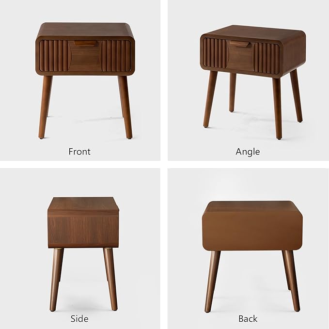 COSIEST Mid Century Modern Nightstands Set of 2, MCM Vintage Bedside Tables - Image 8