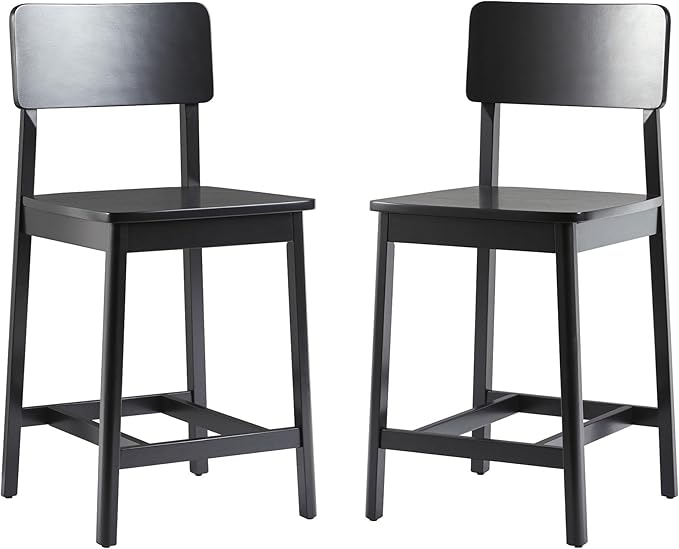 Walker Edison 2-Piece Minimalist Solid Wood Counter Stool by WalkerEdison
