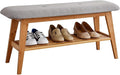 Bamboo Shoe Bench, Entryway Bench, 2 Tier Shoe Rack Bench by SOBIBO