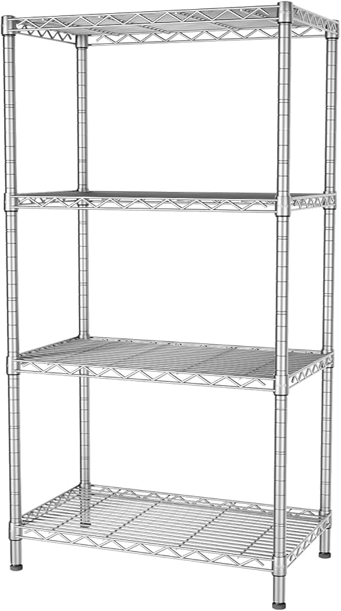 SINGAYE 4 Shelves Adjustable Storage Shelf Wire Shelving Rack Bathroom Standing - Image 7