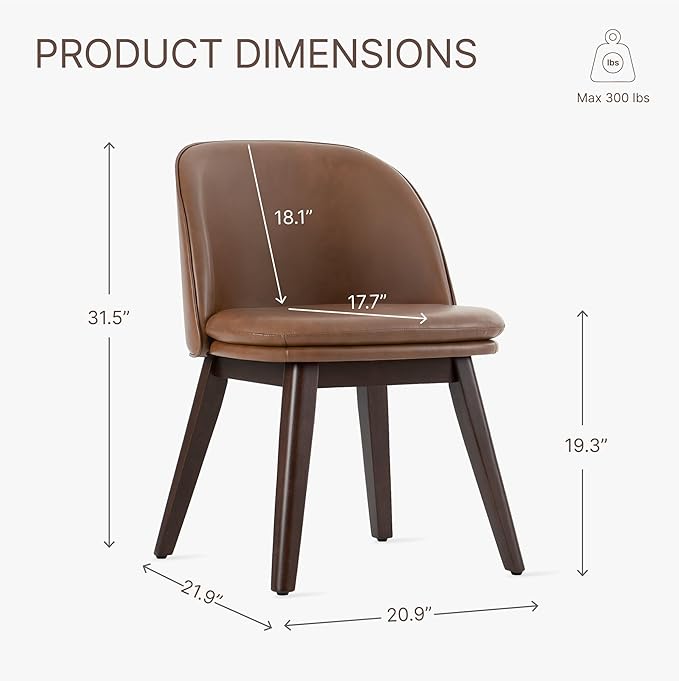 Wooden Dining Chairs Set of 2, Faux Leather Upholstered Modern Dining Room - Image 2
