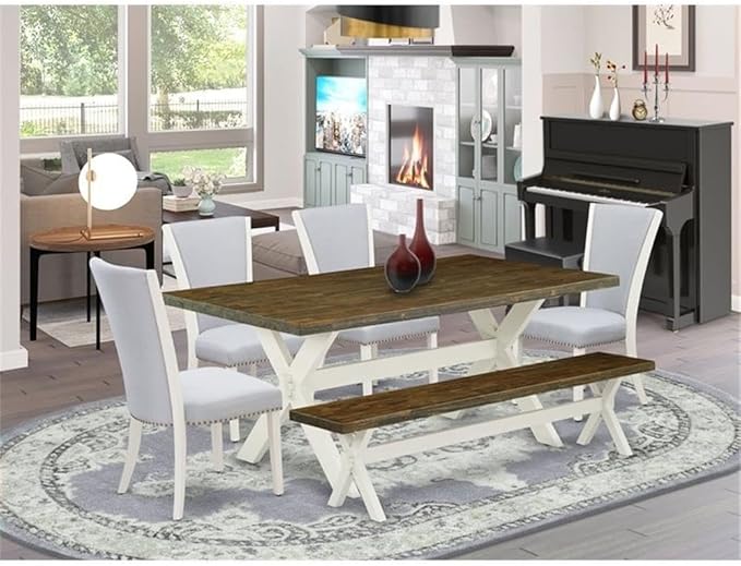 East West Furniture X077VE005-6 6 Piece Modern Dining Table Set Contains a - Image 2