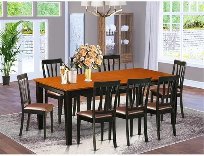 East West Furniture QUAN9-BCH-LC 9 Piece Dining Table Set Includes a Rectangle - Image 2