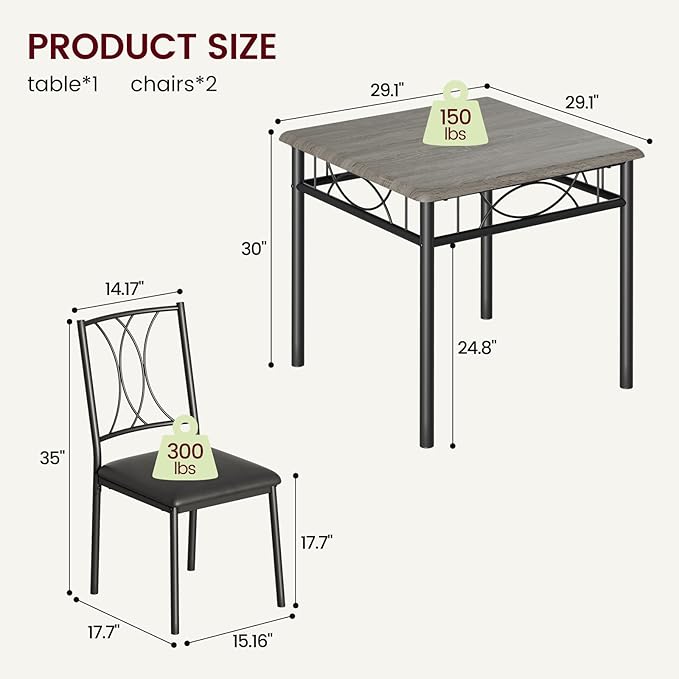 Dining Table Set for 2, Kitchen Table - Image 2