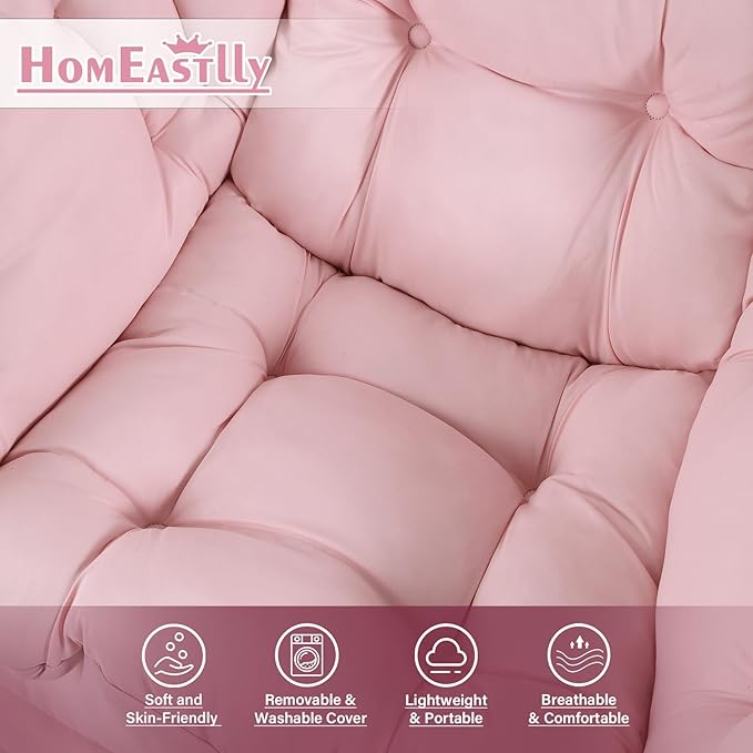 Lazy Chair with Ottoman, Large Modern Lounge Accent Chair with Armrests and - Image 8