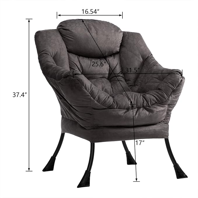 HollyHOME Modern Fabric Large Lazy Chair, Accent Oversized Comfy Reading Chair - Image 3