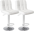 Sweetcrispy Bar Stools Set of 2, Armless PU Leather Adjustable Swivel Barstools by Sweetcrispy