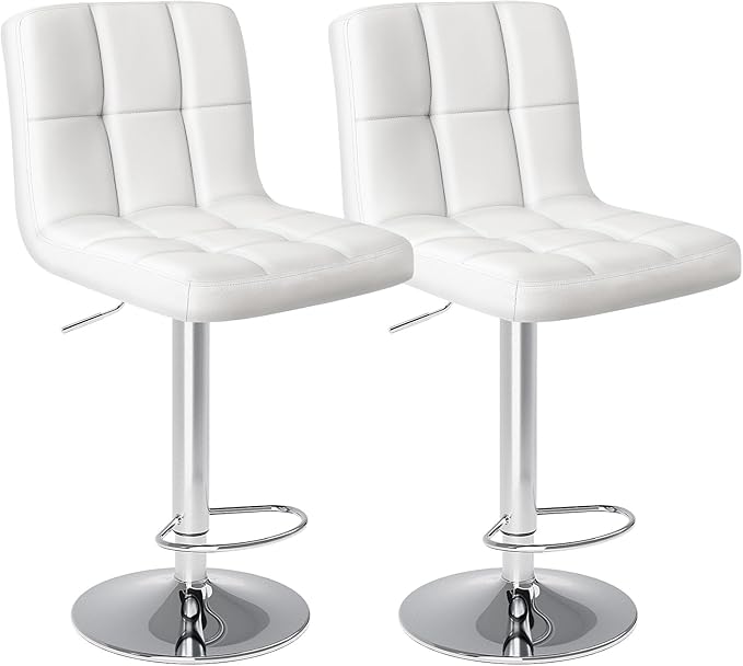 Sweetcrispy Bar Stools Set of 2, Armless PU Leather Adjustable Swivel Barstools by Sweetcrispy