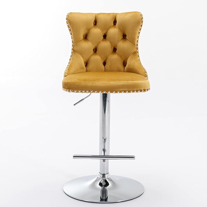 PacknWood Acosure Swivel Velvet Bar Stools Adjusatble Seat Height from 25-33" - Image 6