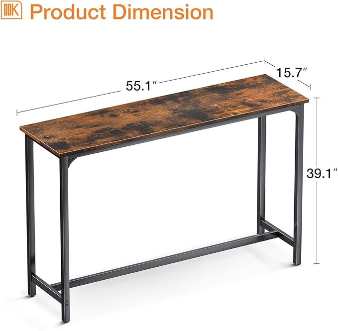 ODK 55 Inch Bar Table, Bar Height Pub Table, Counter Height Bar Table, - Image 3