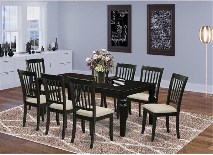 East West Furniture LGDA9-BLK-C 9 Piece Dining Room Table Set Includes a - Image 2
