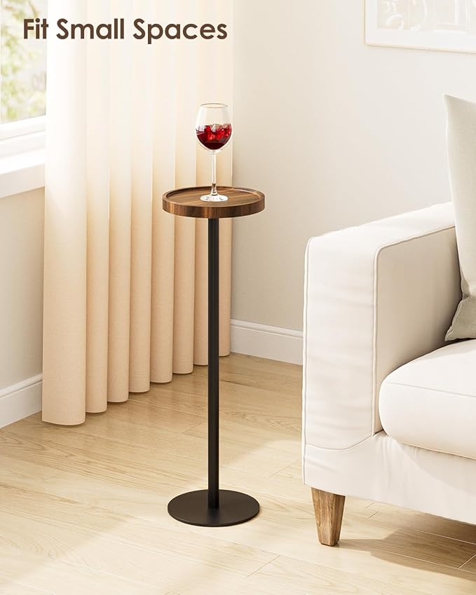 Drink Table, Small Pedestal Side Table, Round Cocktail Table, Circle Accent End - Image 5