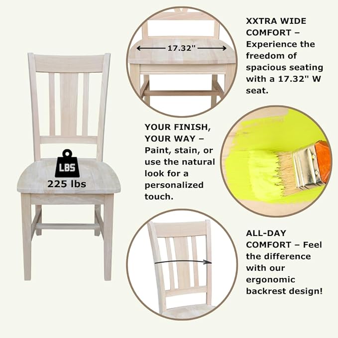 Set of Two San Remo Slat Back Dining Chairs, Unfinished - Image 5