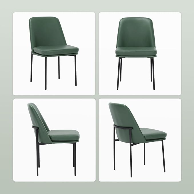 COLAMY Modern Dining Chairs Set of 2, Faux Leather Upholstered Dining Room - Image 5