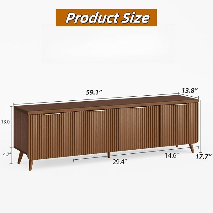 TV Stand for Living Room, Fluted Television Cabinet - Image 2
