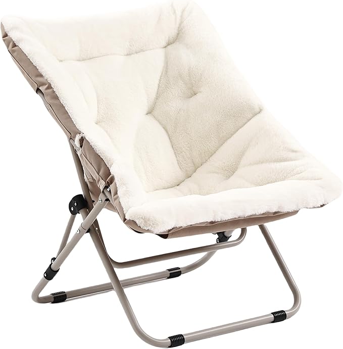 Living Room Chair, Soft Faux Fur Folded Chair Oversized Folding Accent Chair by Givjoy
