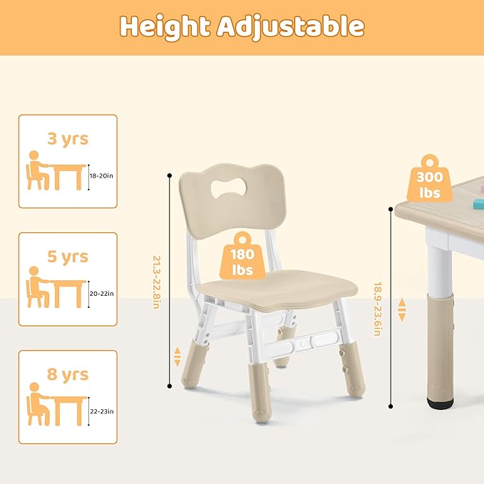 Kids Table & Chairs Set Height Adjustable - Image 4