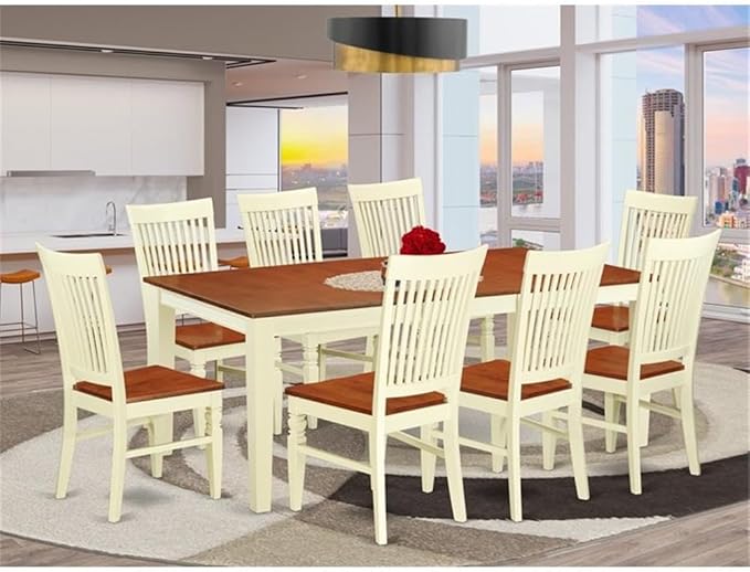 East West Furniture QUWE9-BMK-W 9 Piece Dining Room Furniture Set Includes a - Image 2