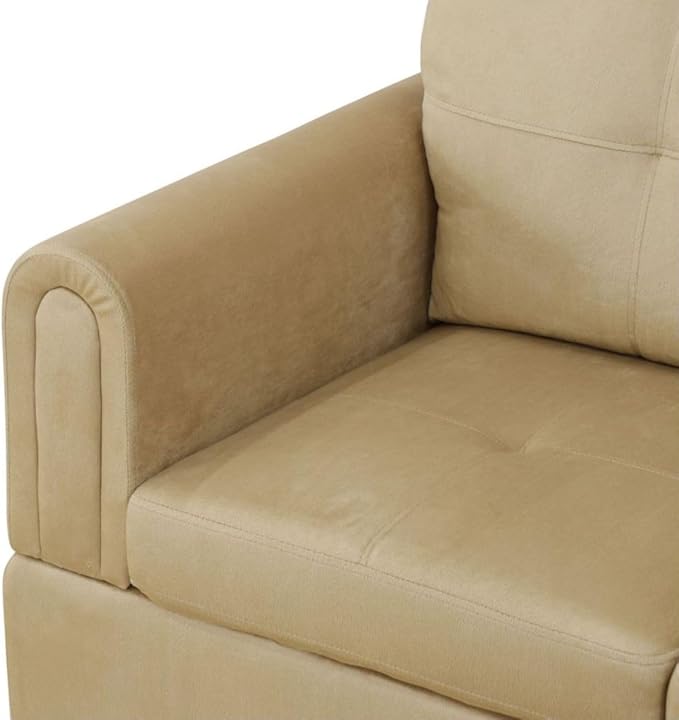 Beige L-Shaped 3-Piece Flannel Sofa - Image 5