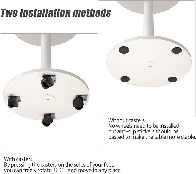 Pedestal Side Table Round with Wheel, Rotating Couch Tables That Slide Under - Image 3