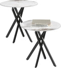 Small Round Marble Side Coffee Table Set of 2 by NIERN