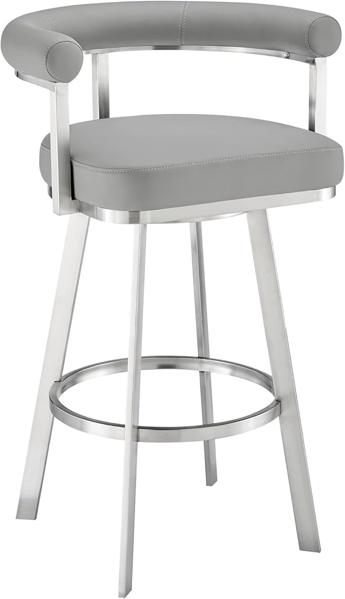 Armen Living Magnolia Swivel Bar Stool in Brushed Stainless Steel by ArmenLiving