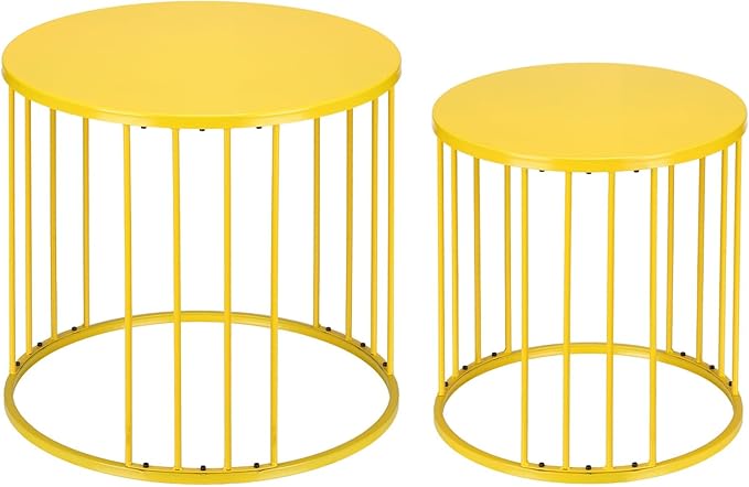 LEWIS&WAYNE Outdoor Side Table Set of 2, Metal Circle Accent End Tables by LEWIS%26WAYNE