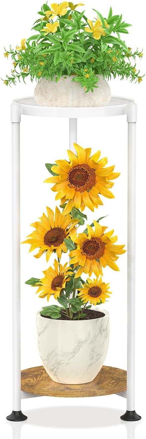KMOTASUO 2 Tier Plant Stands Indoor, 30 Inch Tall Metal Corner Plant Stand by KMOTASUO