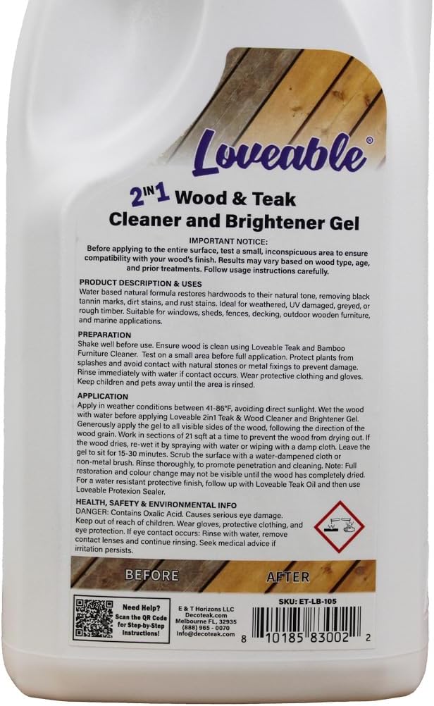 EcoDecors Loveable 2 in 1 Wood & Teak Cleaner and Brightener Gel, 1 L, - Image 3