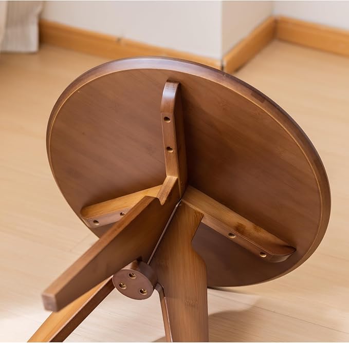 Maydear Bamboo Round Side Table Small Accent Table or Coffee Table - Image 6