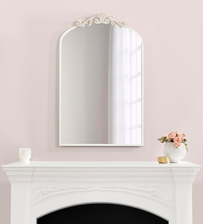 Kate and Laurel Arendahl Traditional Arch Wall Mirror; 24 x 36; Antique White; - Image 4