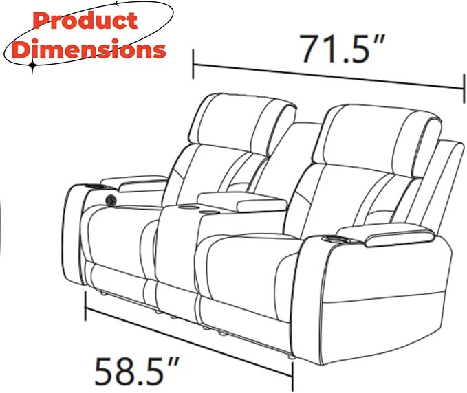 Loveseat Recliner Sofa, Reclining Loveseat Leather Couch - Image 2
