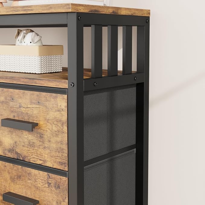 7 Drawer Dresser TV Stand with Power Outlets and LED Lights, Entertainment - Image 7