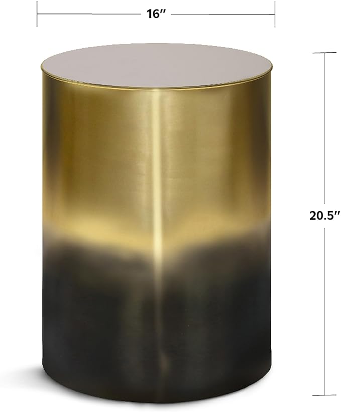 SIMPLIHOME Curtis Industrial 16 inch Wide Metal Metal Cylinder Accent Table in - Image 3