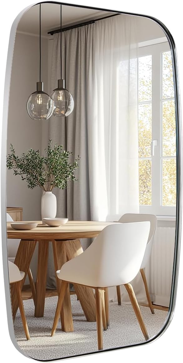 ANDY STAR Chrome Bathroom Mirror, 24x36 Inch Polished Chrome Oval Mirror by ANDYSTAR