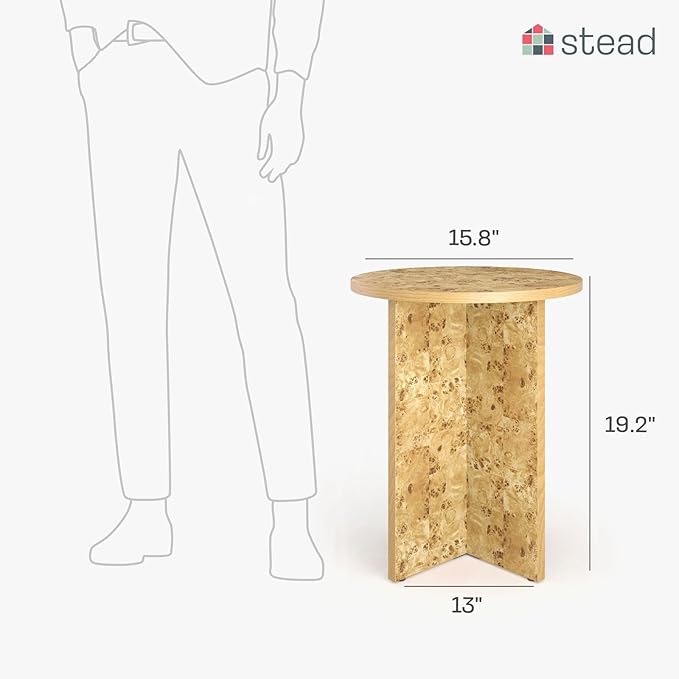 Round Natural Burl End Table for Living Room - Image 2