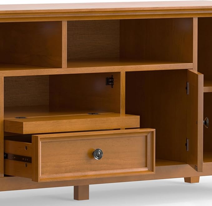 SIMPLIHOME Amherst 72-inch Wide Solid Wood TV Stand in Light Golden Brown - Image 9