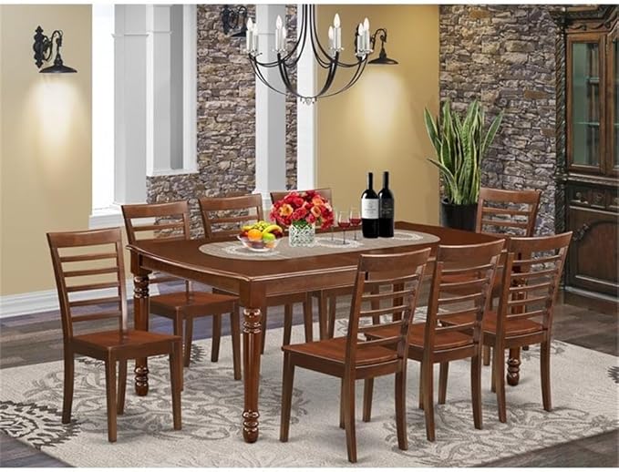 East West Furniture DOML9-MAH-W 9 Piece Dining Set Includes a Rectangle Dining - Image 2