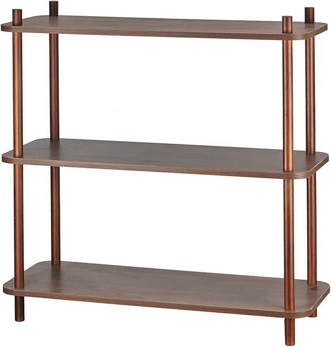 3 Tier Vintage Bookcase with Wood Frame Easy Assemble Construct by ALPOME