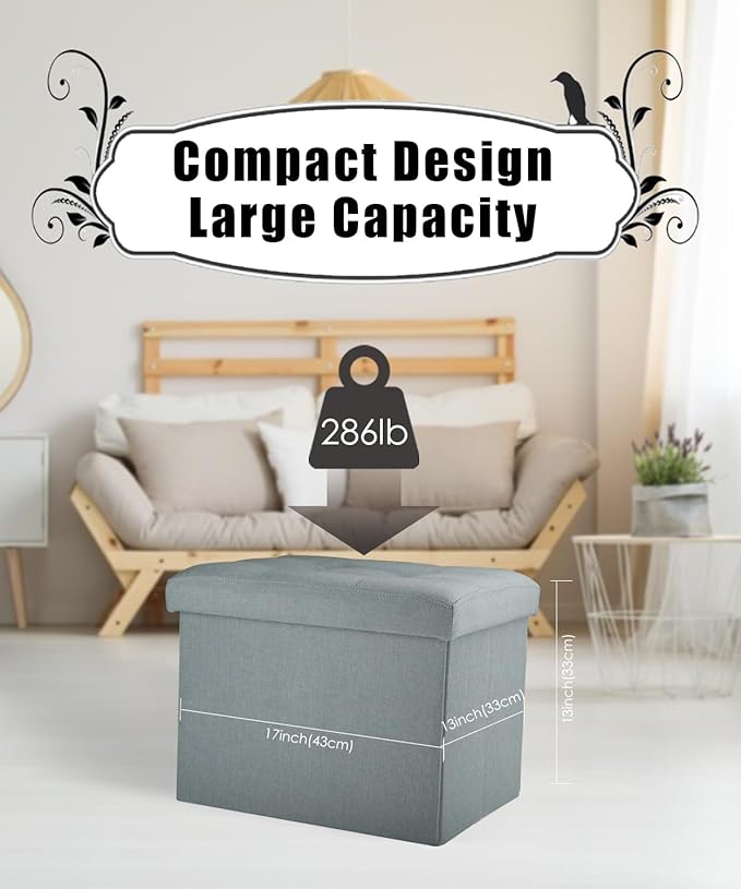 Ottoman Storage Ottoman Foot Rest Stool Foldable Bench - Image 3