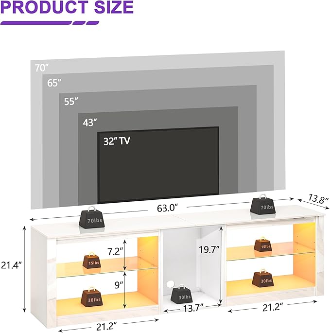 Clikuutory 63 inch High Gloss LED TV Stand - Image 2