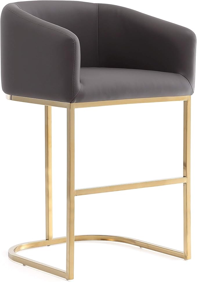 Manhattan Comfort Louvre 26 Inch Mid Century Modern Counter Height Bar Stools - Image 4