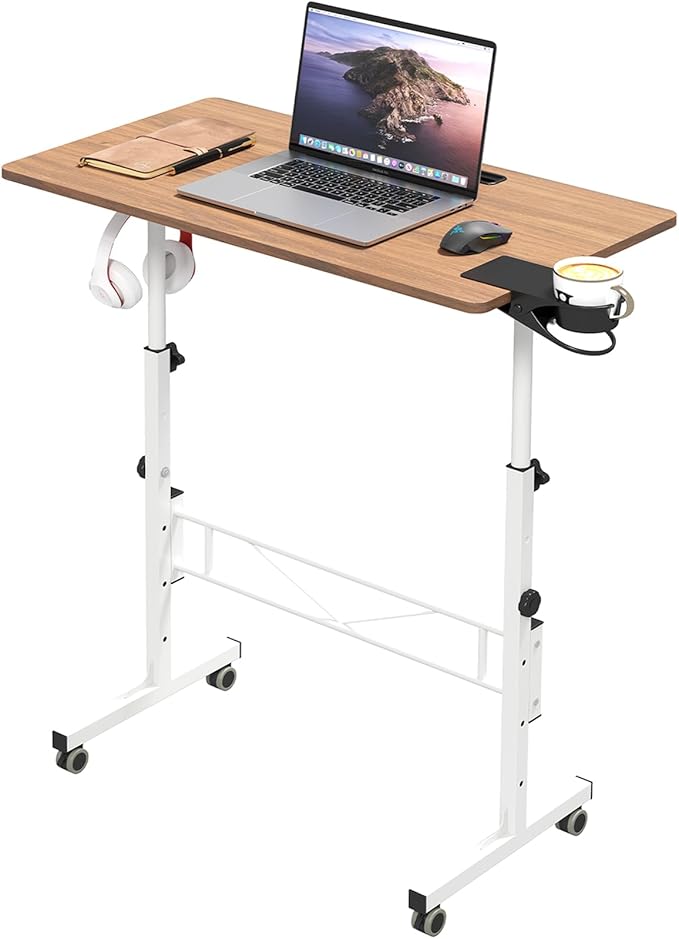Hadulcet Portable Standing Desk, Rolling Desk Adjustable Height, Mobile Laptop by Hadulcet