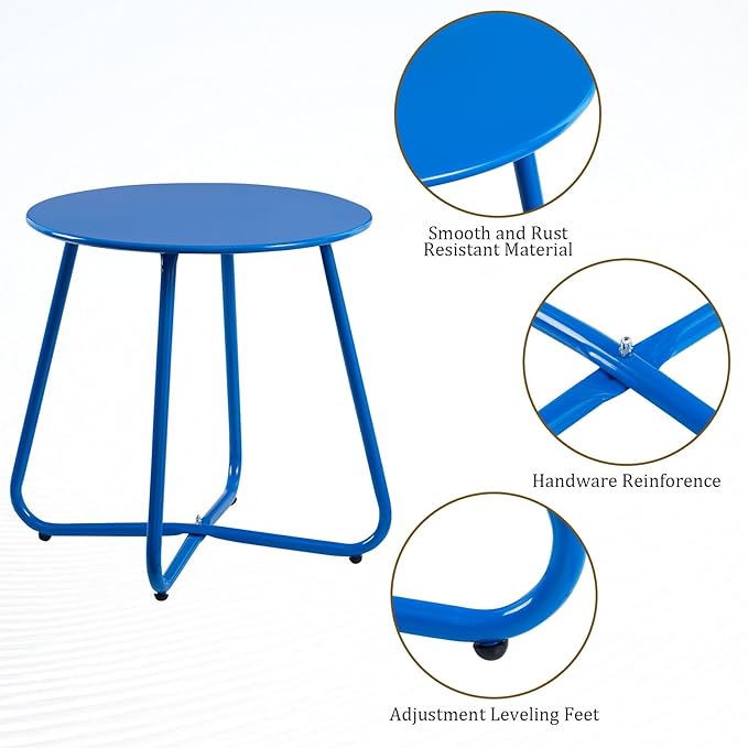 HollyHOME Round Metal Side Table, Rust-Resistant Patio Small Plant Stand - Image 5